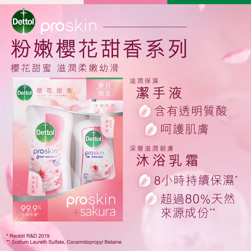 Dettol Proskin Sakura Blossom Skincare Shower Cream and Moisturizing Handwash Bundle pack
